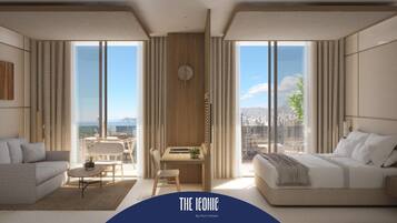 1 غرفة نوم وميني بار وستائر تعتيم وتجهيزات عازلة للصوت