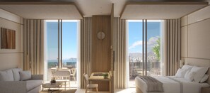 1 slaapkamer, een minibar, verduisterende gordijnen, geluiddichte muren