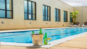 Outdoor pool, pool loungers