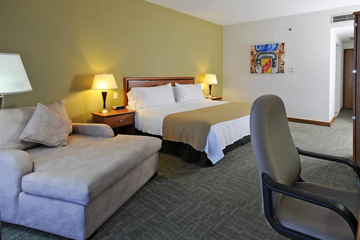 In-room safe, desk, laptop workspace, blackout drapes