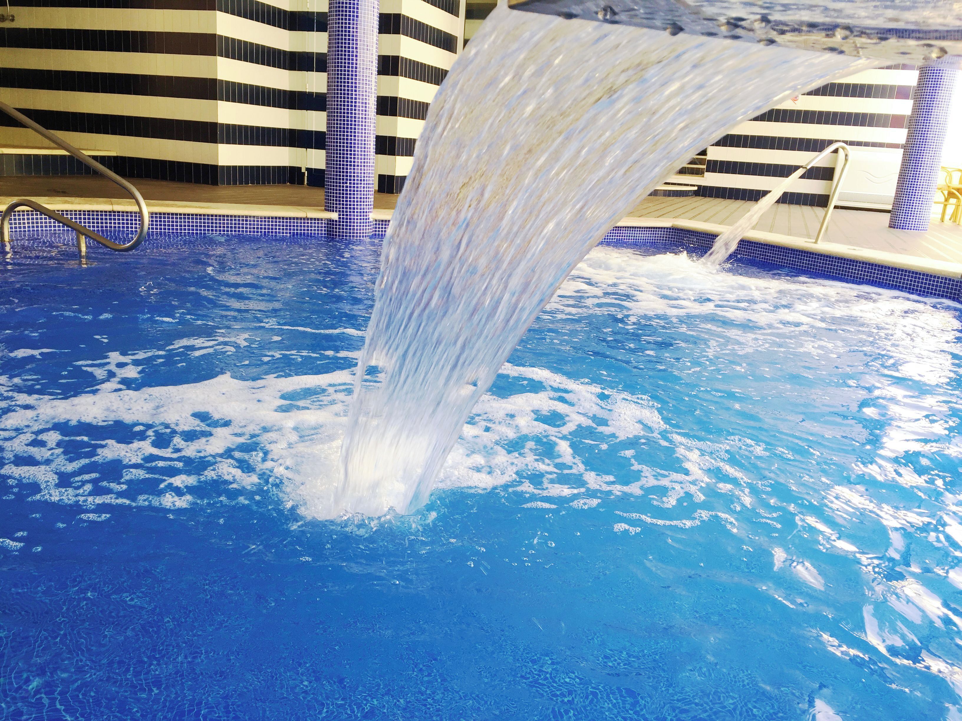 Indoor pool, outdoor pool, pool umbrellas, sun loungers