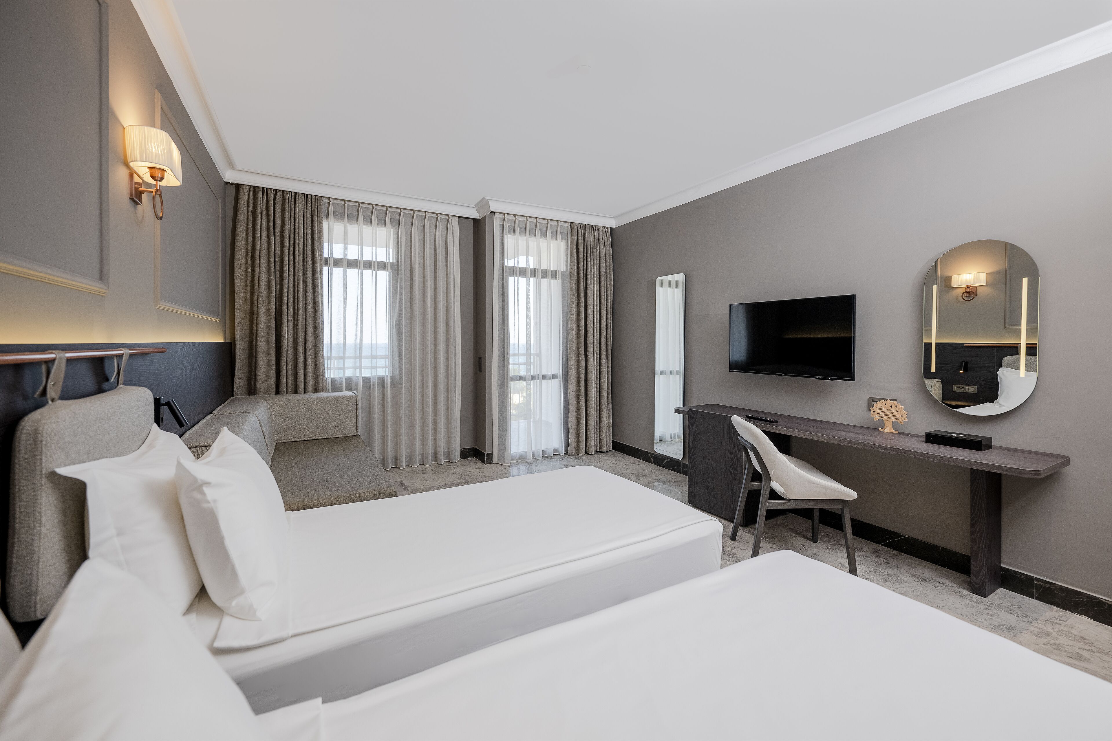 Free minibar items, in-room safe, desk, laptop workspace