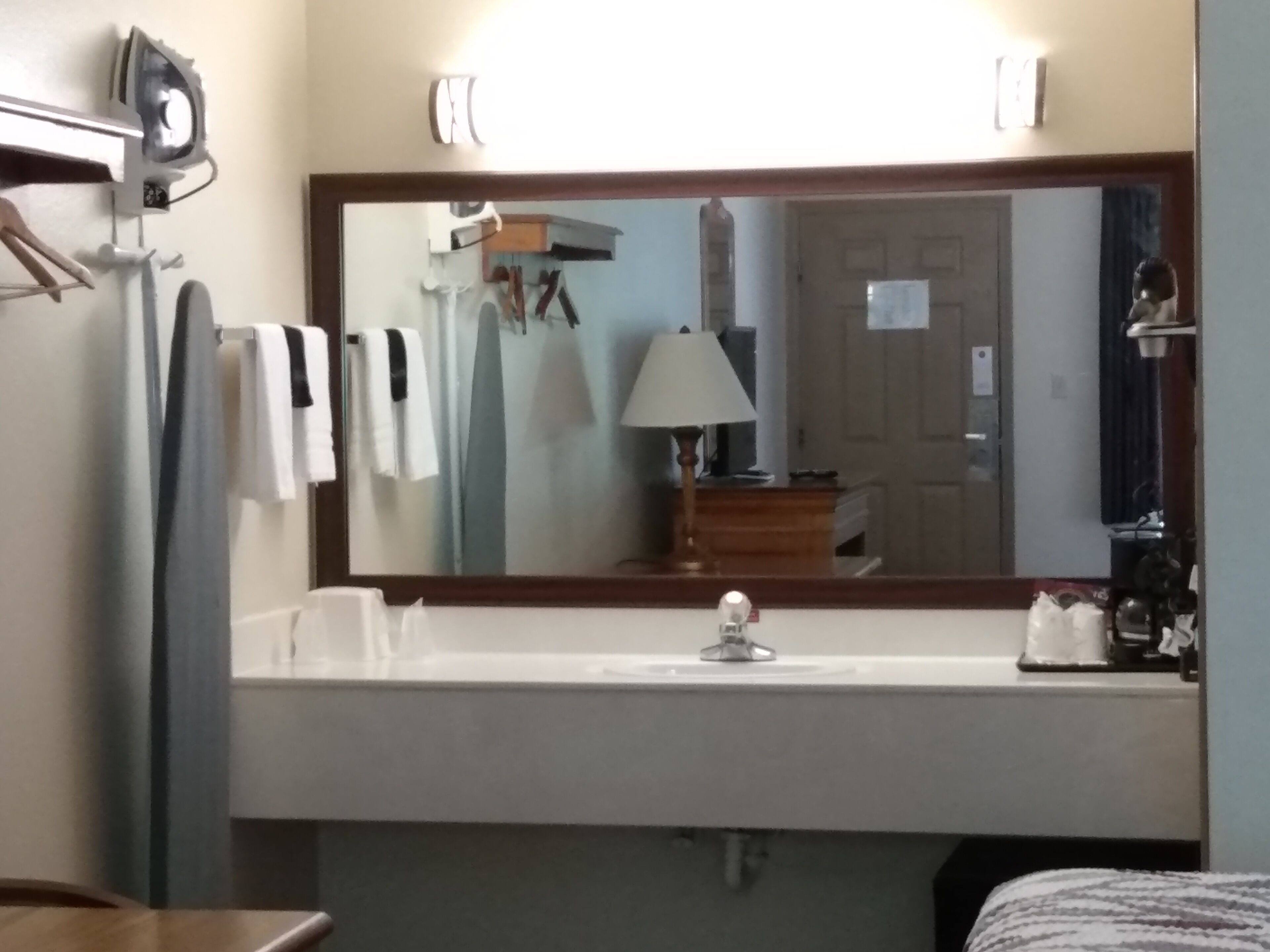 desk, blackout curtains, iron/ironing board, free cots/infant beds