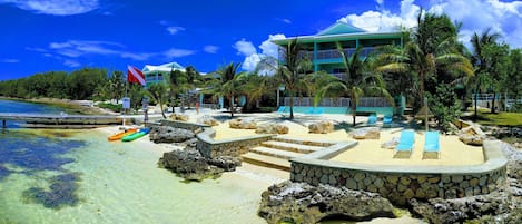 Private beach, sun loungers, beach umbrellas, scuba diving