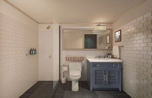Designer toiletries, hair dryer, bathrobes, towels