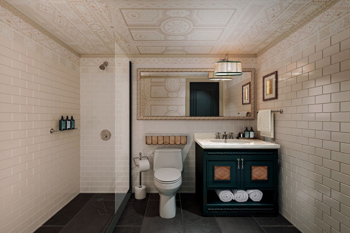 Designer toiletries, hair dryer, bathrobes, towels