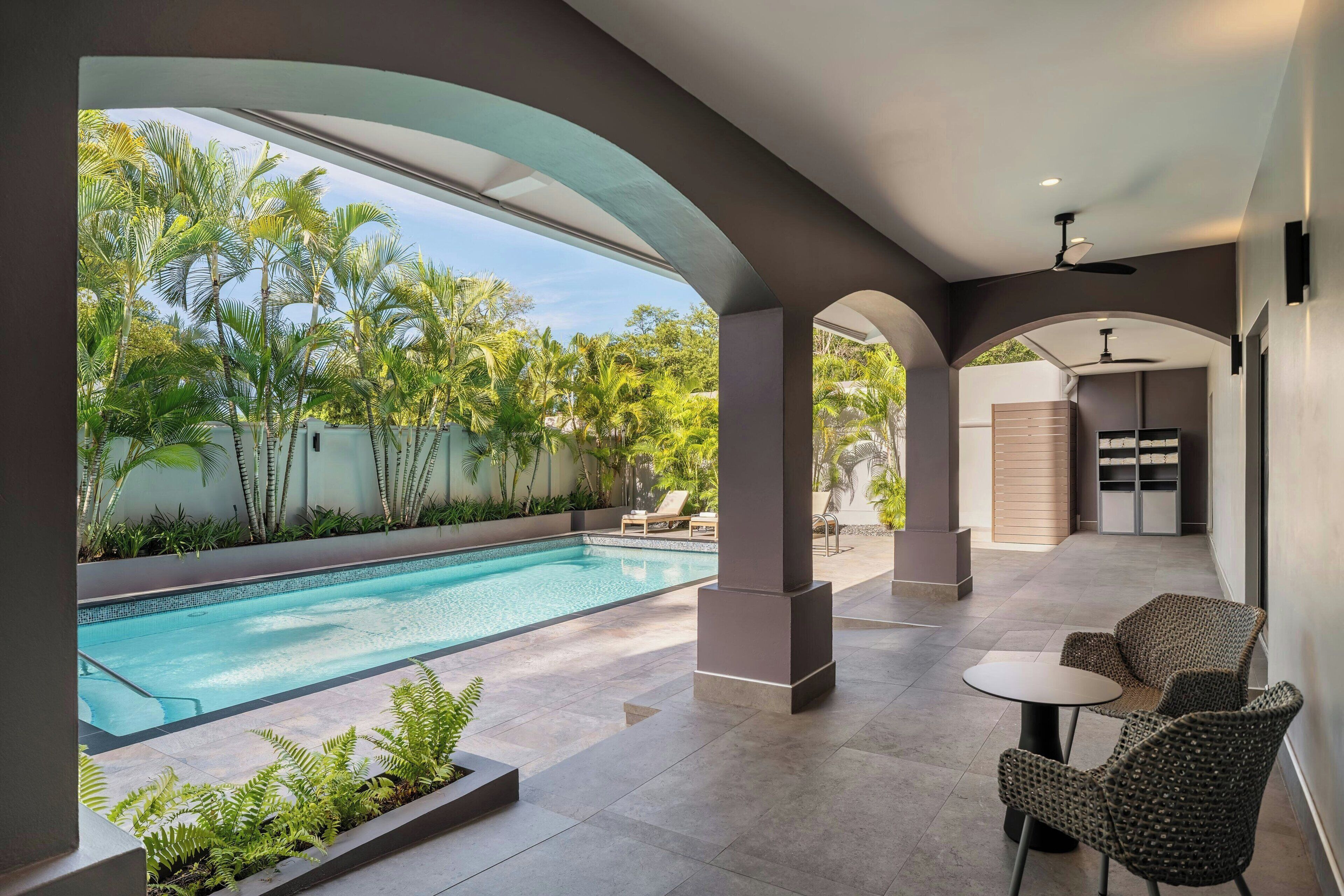 Outdoor pool, open 8:00 AM to 7:00 PM, pool loungers