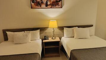 Standard Room, 2 Double Beds | Laptop workspace, blackout drapes, iron/ironing board, free WiFi