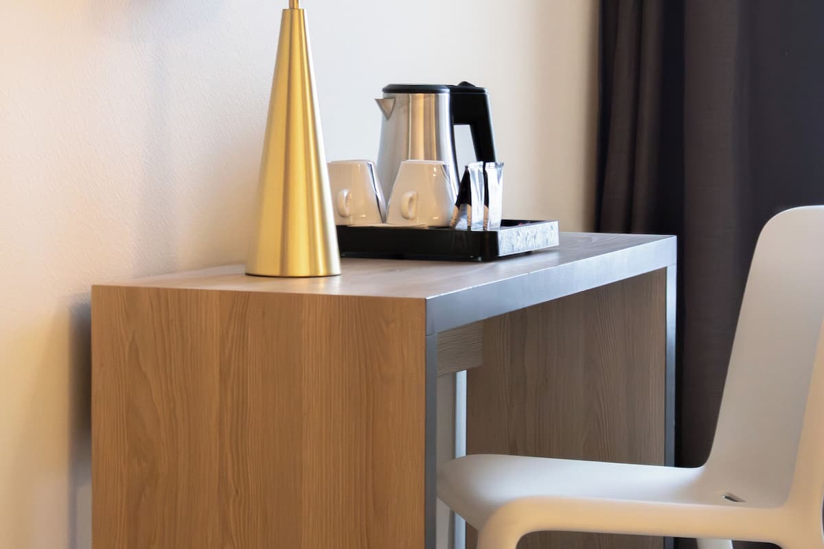 Individually decorated, individually furnished, desk, blackout drapes