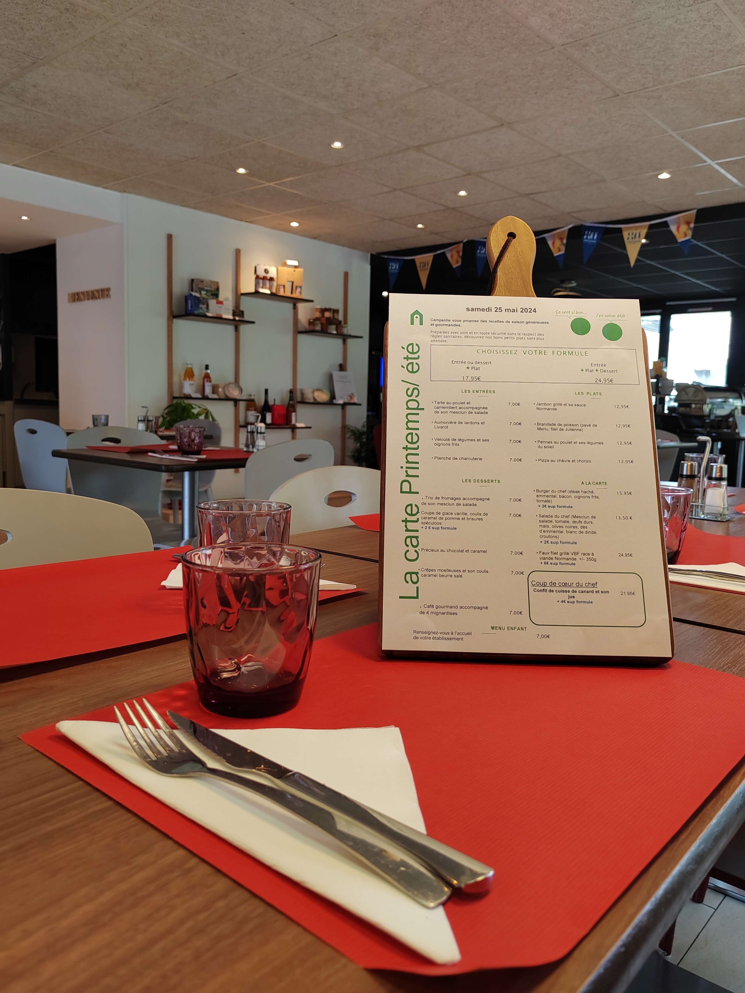 A restaurant menu with a date and various food and drink options.