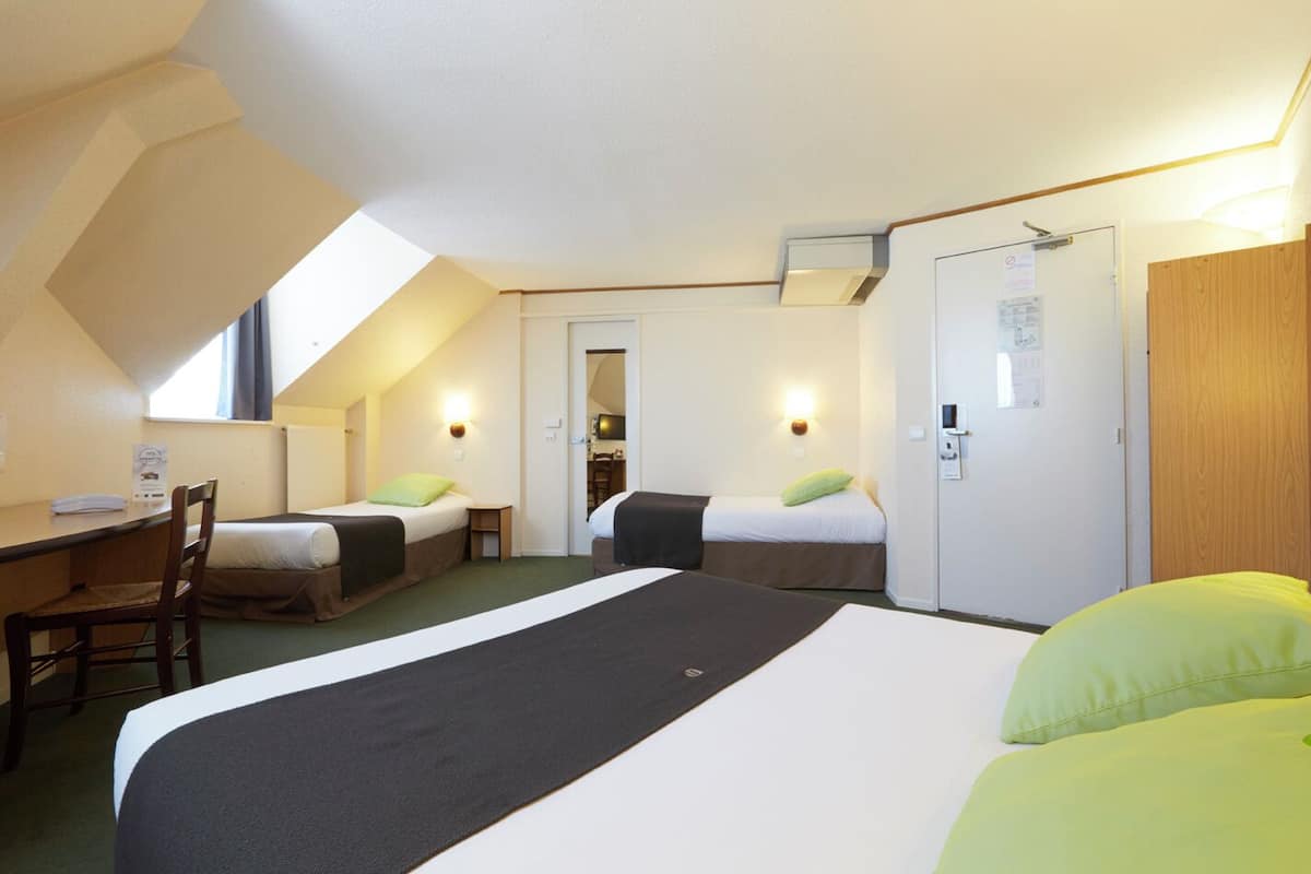 Desk, blackout curtains, soundproofing, iron/ironing board