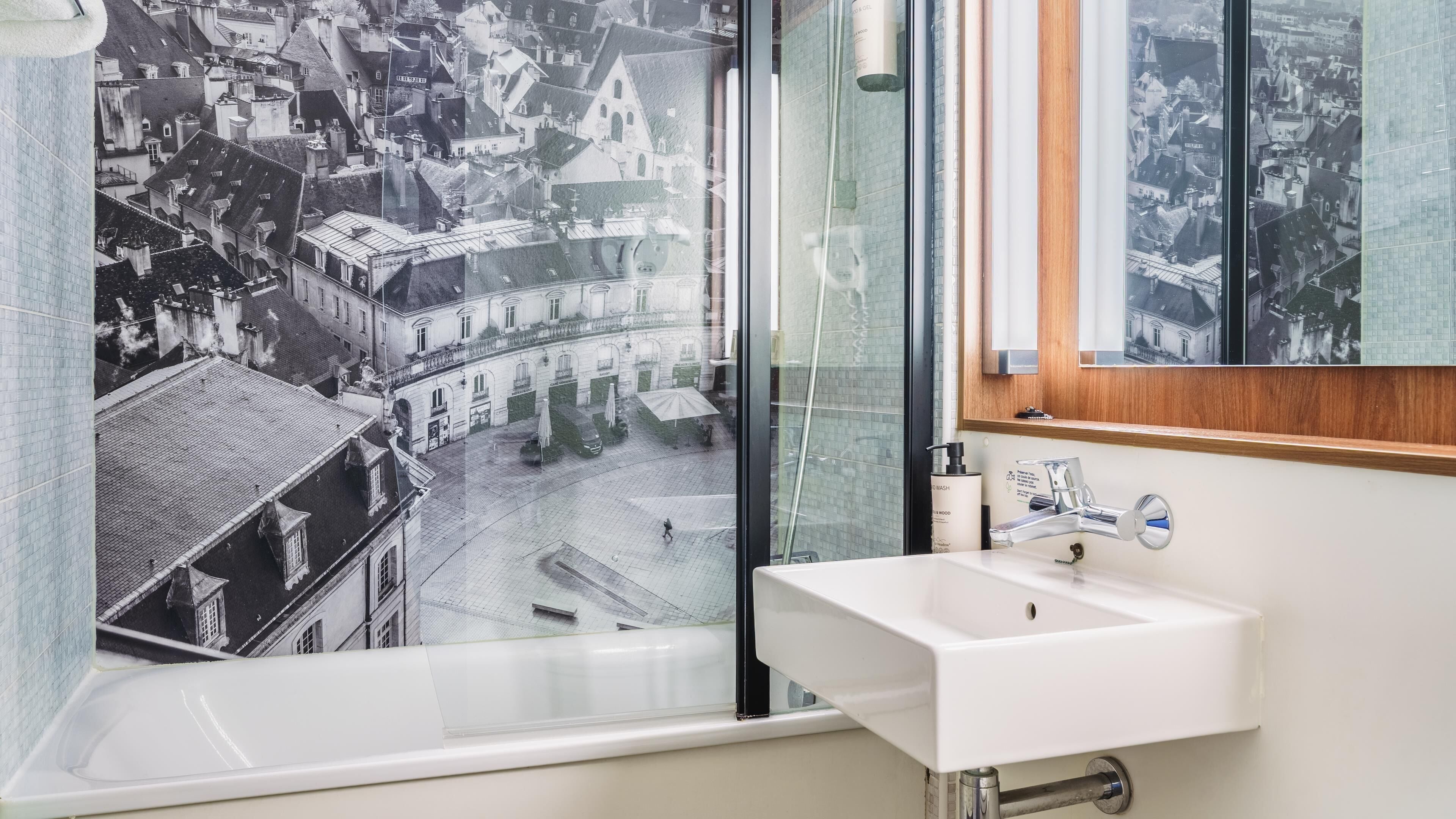 eco-friendly toiletries, hair dryer, towels, soap