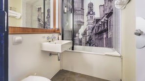 Eco-friendly toiletries, hair dryer, towels, soap