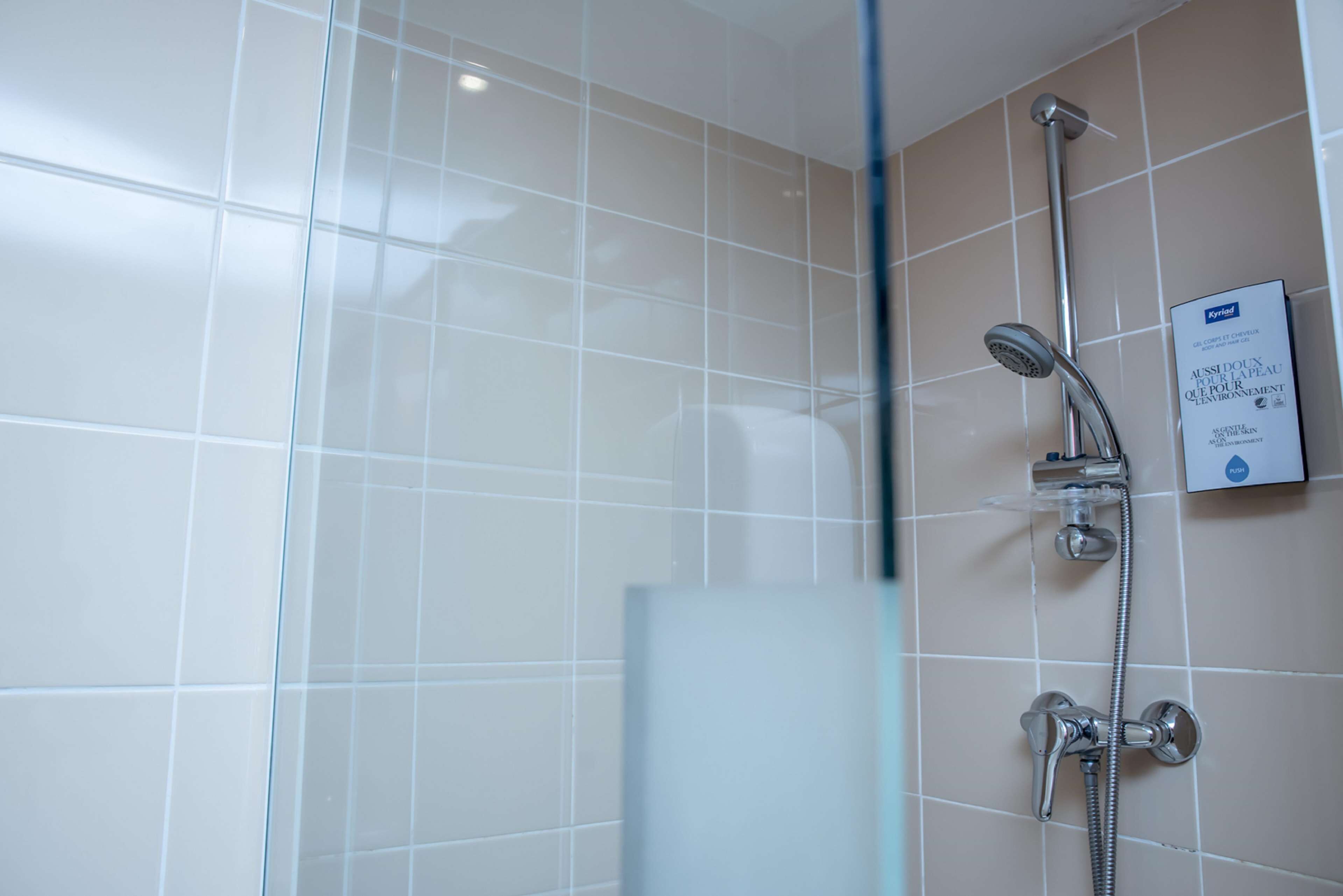 shower, eco-friendly toiletries, hair dryer, towels