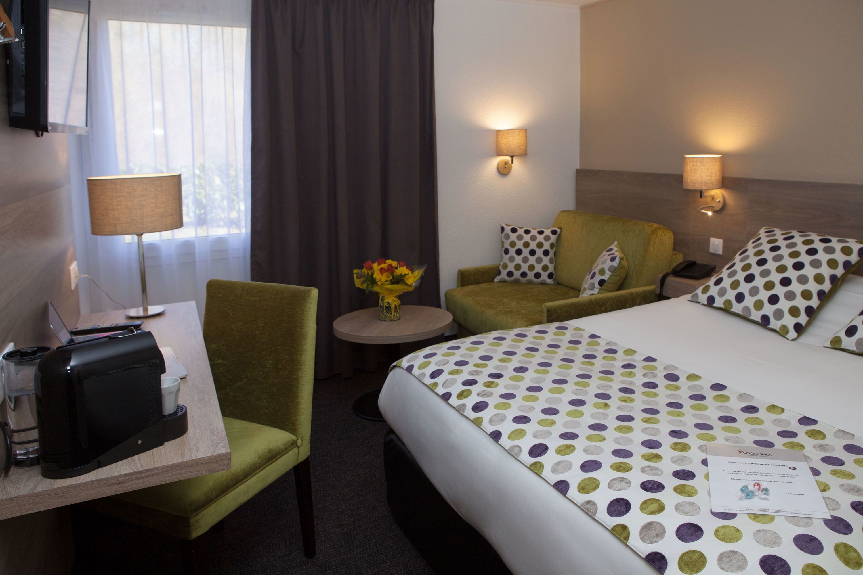 premium bedding, desk, blackout curtains, soundproofing