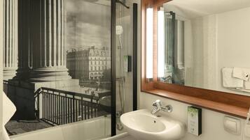Eco-friendly toiletries, hair dryer, towels