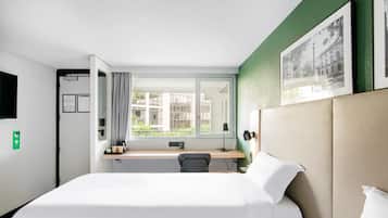 Premium bedding, desk, soundproofing, iron/ironing board