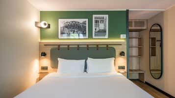 Premium bedding, desk, free WiFi, bed sheets