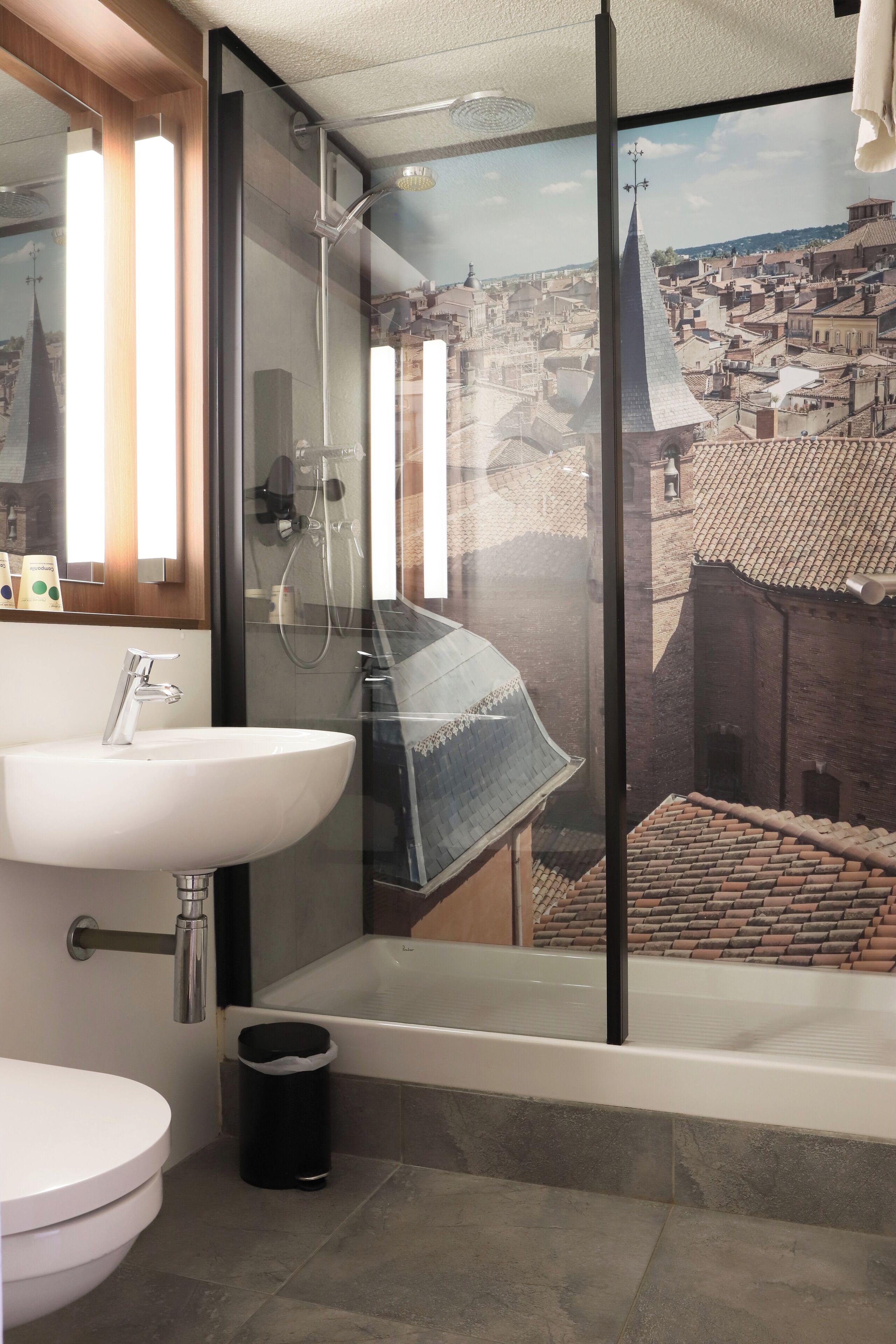 shower, eco-friendly toiletries, hair dryer, towels