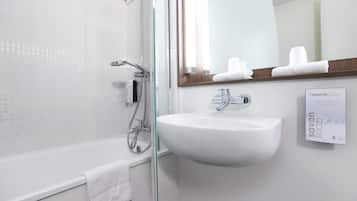 Eco-friendly toiletries, hair dryer, towels