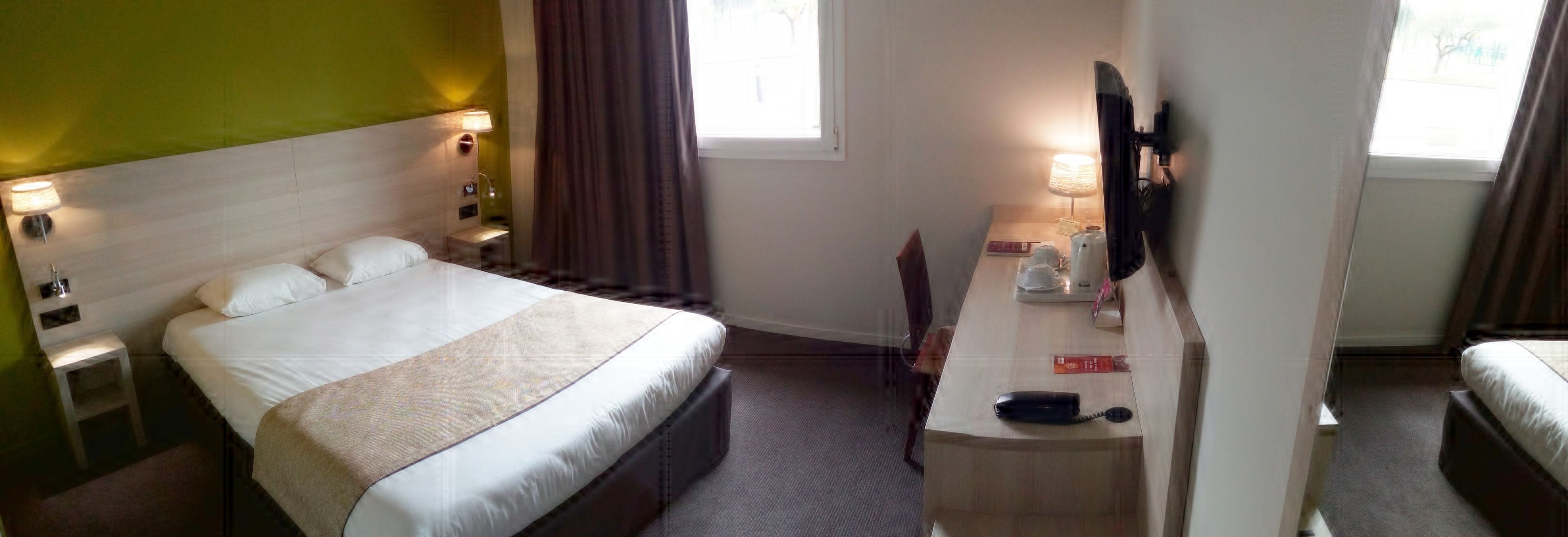 comfort room, 1 double or 2 single beds | desk, laptop workspace, blackout curtains, soundproofing