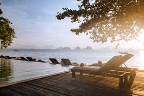 Outdoor pool, sun loungers
