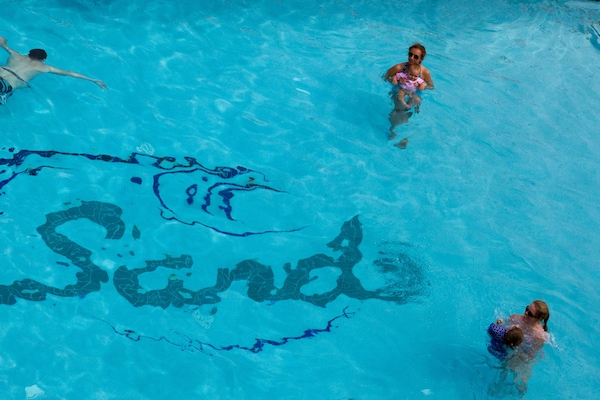 Seasonal outdoor pool, open 10:00 AM to 7:00 PM, sun loungers