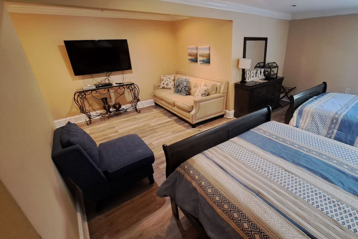 Junior Suite, 2 Queen Beds | Premium bedding, individually decorated, individually furnished