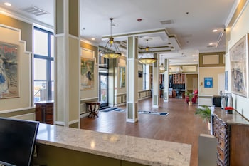 Hotel entrance and lobby at Legacy Vacation Resorts Brigantine Beach