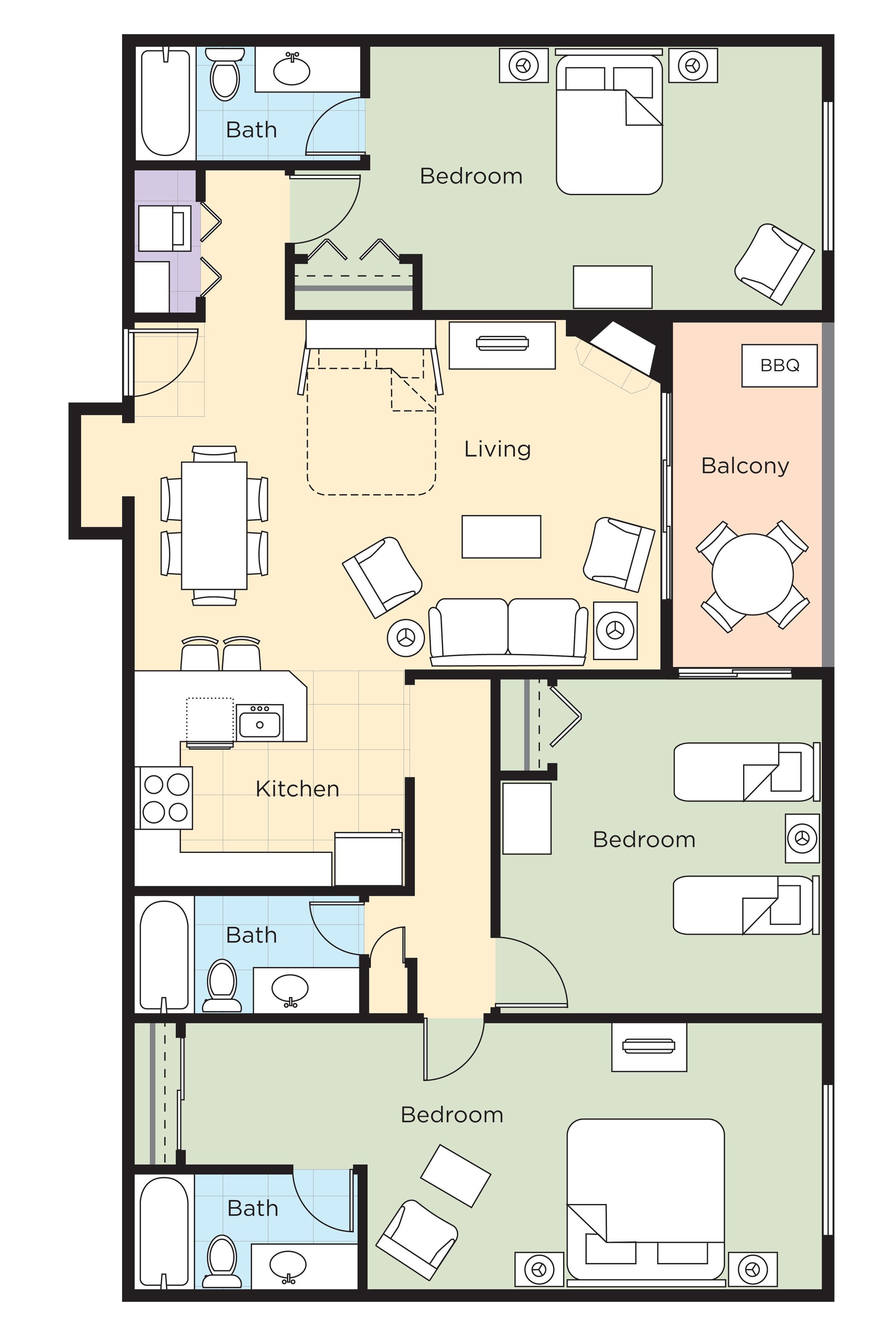 standard room, 3 bedrooms, non smoking, kitchen | iron/ironing board, bed sheets