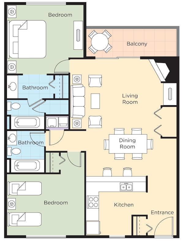 Condo Tiêu chuẩn, 2 phòng ngủ, không hút thuốc, bếp | Bàn ủi/dụng cụ ủi quần áo, truy cập Internet không dây (phụ phí)