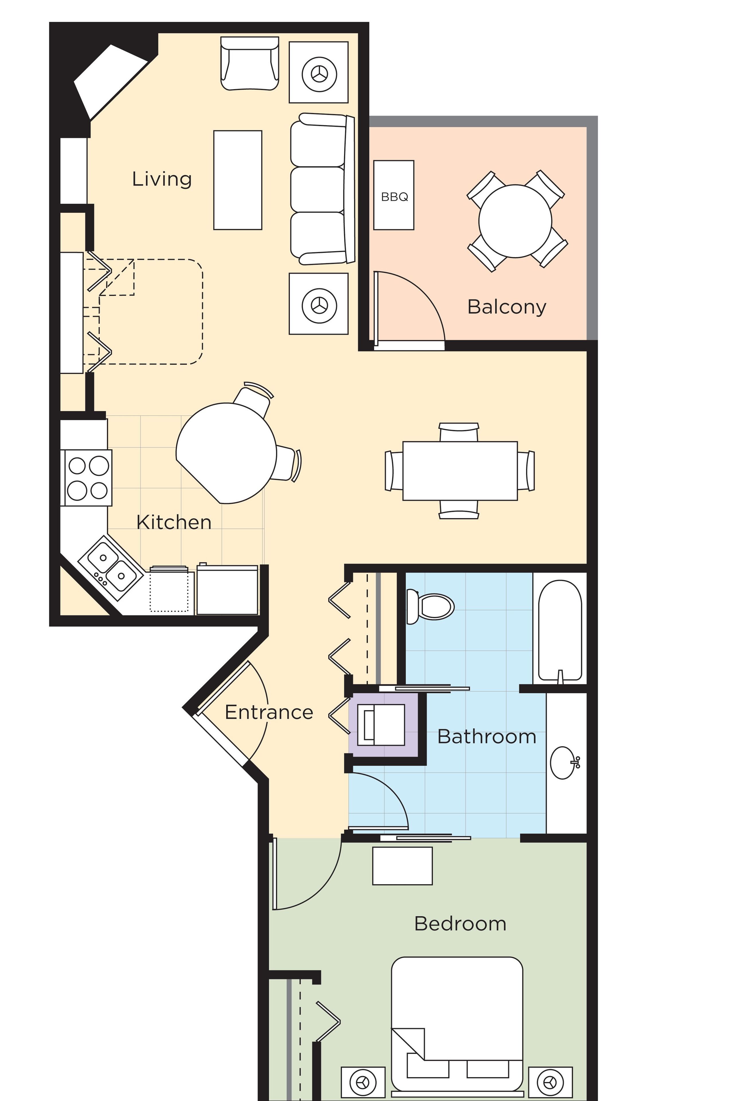 condo, 1 bedroom, kitchen | iron/ironing board, wifi, bed sheets, alarm clocks