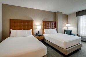 Desk, blackout drapes, iron/ironing board, free cribs/infant beds