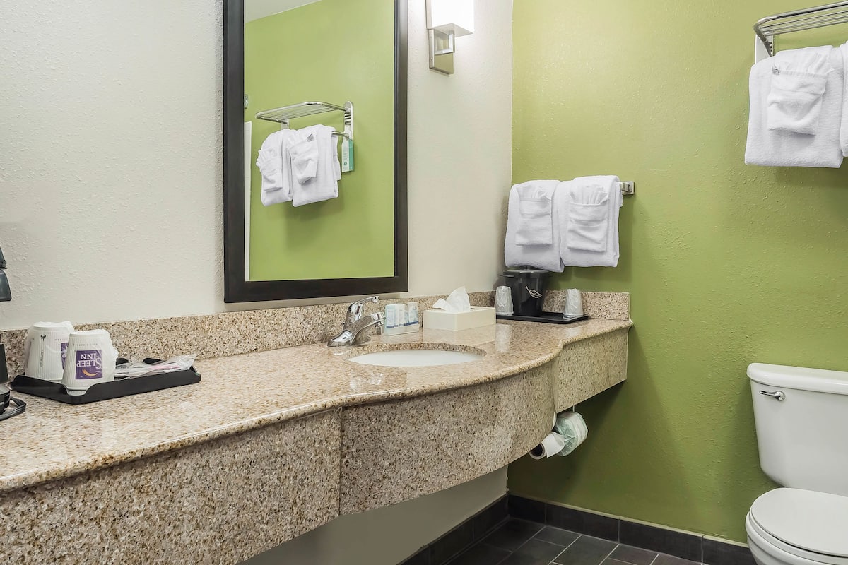 free toiletries, hair dryer, towels