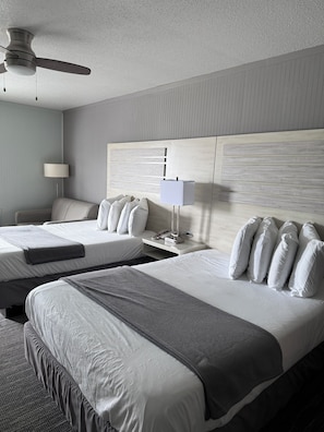Deluxe Plus Double Room, 2 Double Beds and 1 Twin Bed, Kitchenette | Iron/ironing board, free WiFi, bed sheets, alarm clocks