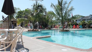 Indoor pool, seasonal outdoor pool, lifeguards on site
