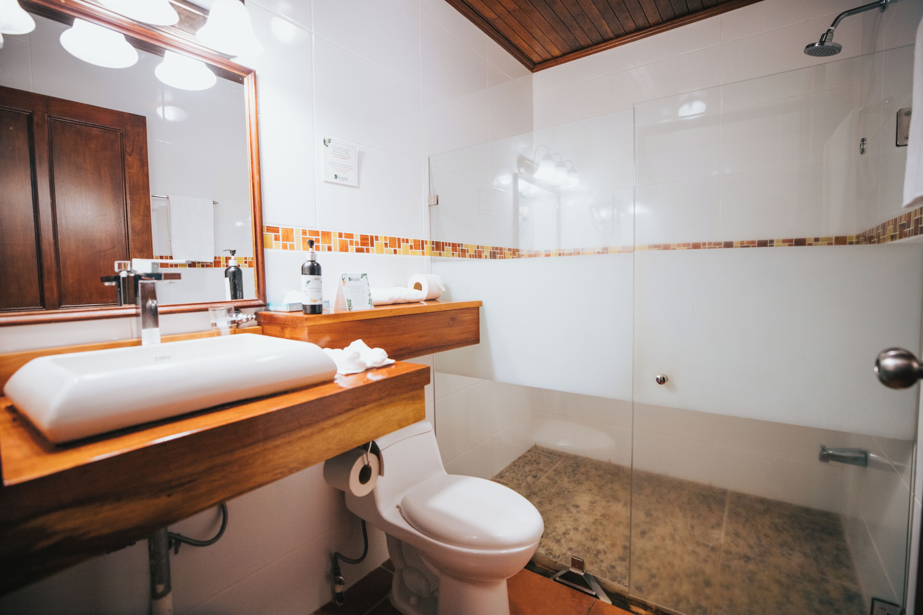 junior suite | bathroom | shower, eco-friendly toiletries, hair dryer, towels