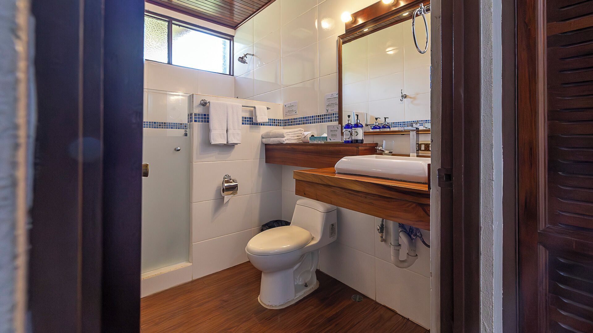 clásica | bathroom | shower, eco-friendly toiletries, hair dryer, towels