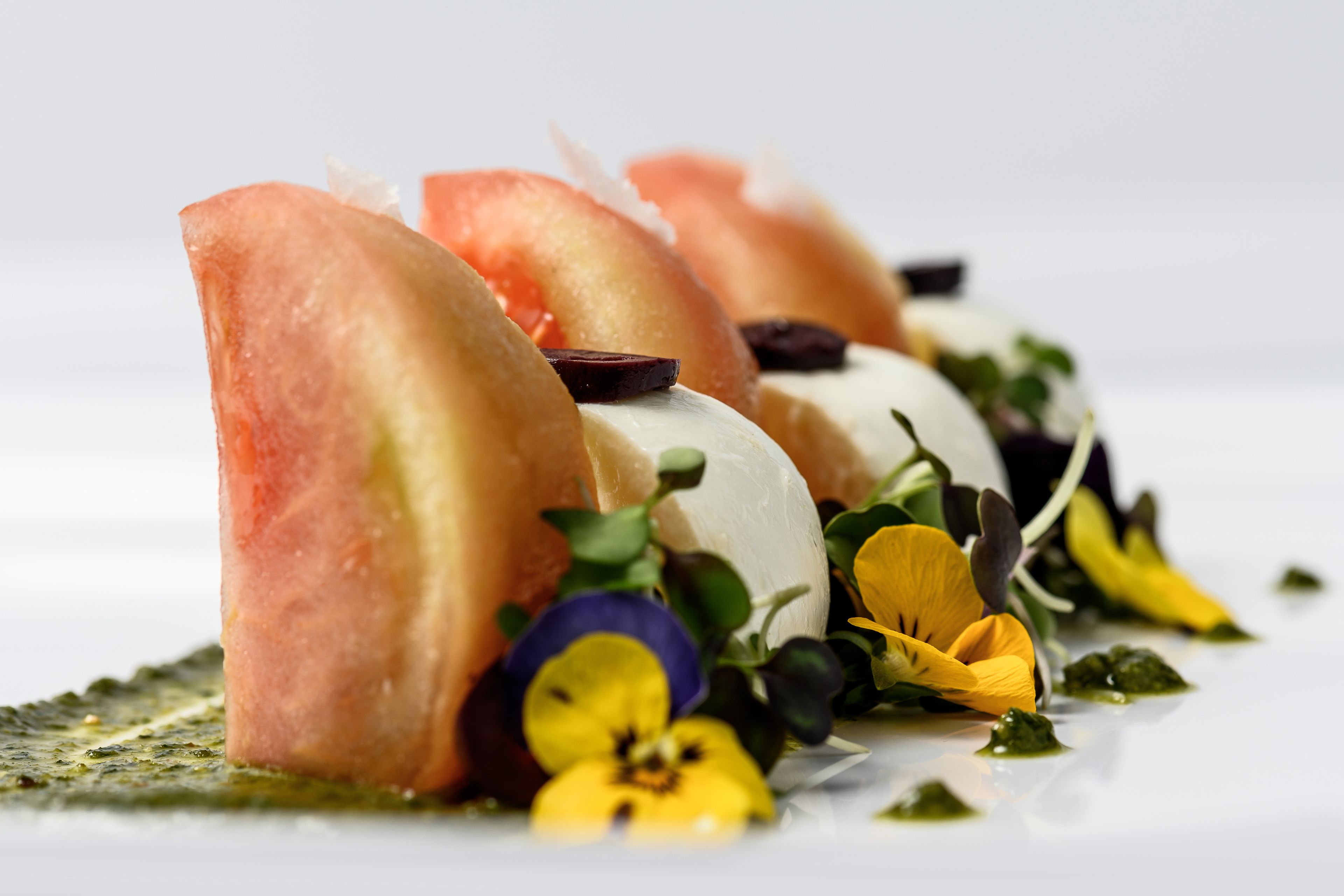 A close-up of a gourmet dish with various ingredients.