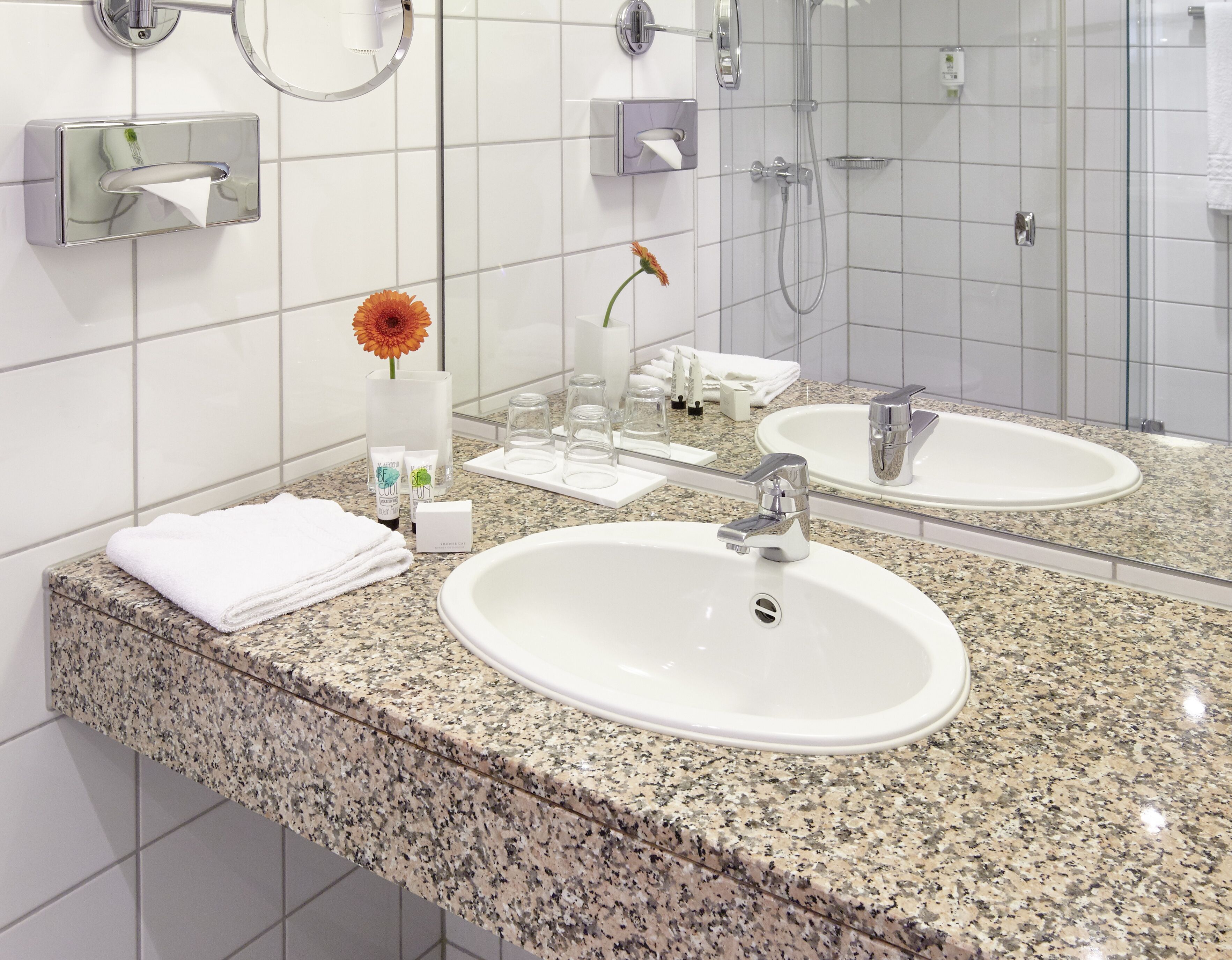 free toiletries, hair dryer, bathrobes, slippers