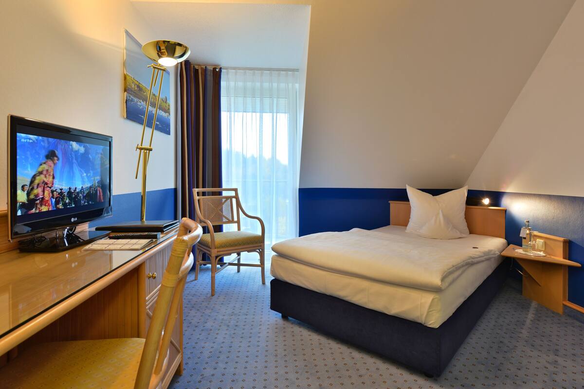 basic single room | hypo-allergenic bedding, in-room safe, desk, laptop workspace