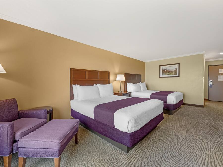 Standard Room, 2 Queen Beds, Microwave, Vineyard View | Desk, laptop workspace, blackout drapes, iron/ironing board