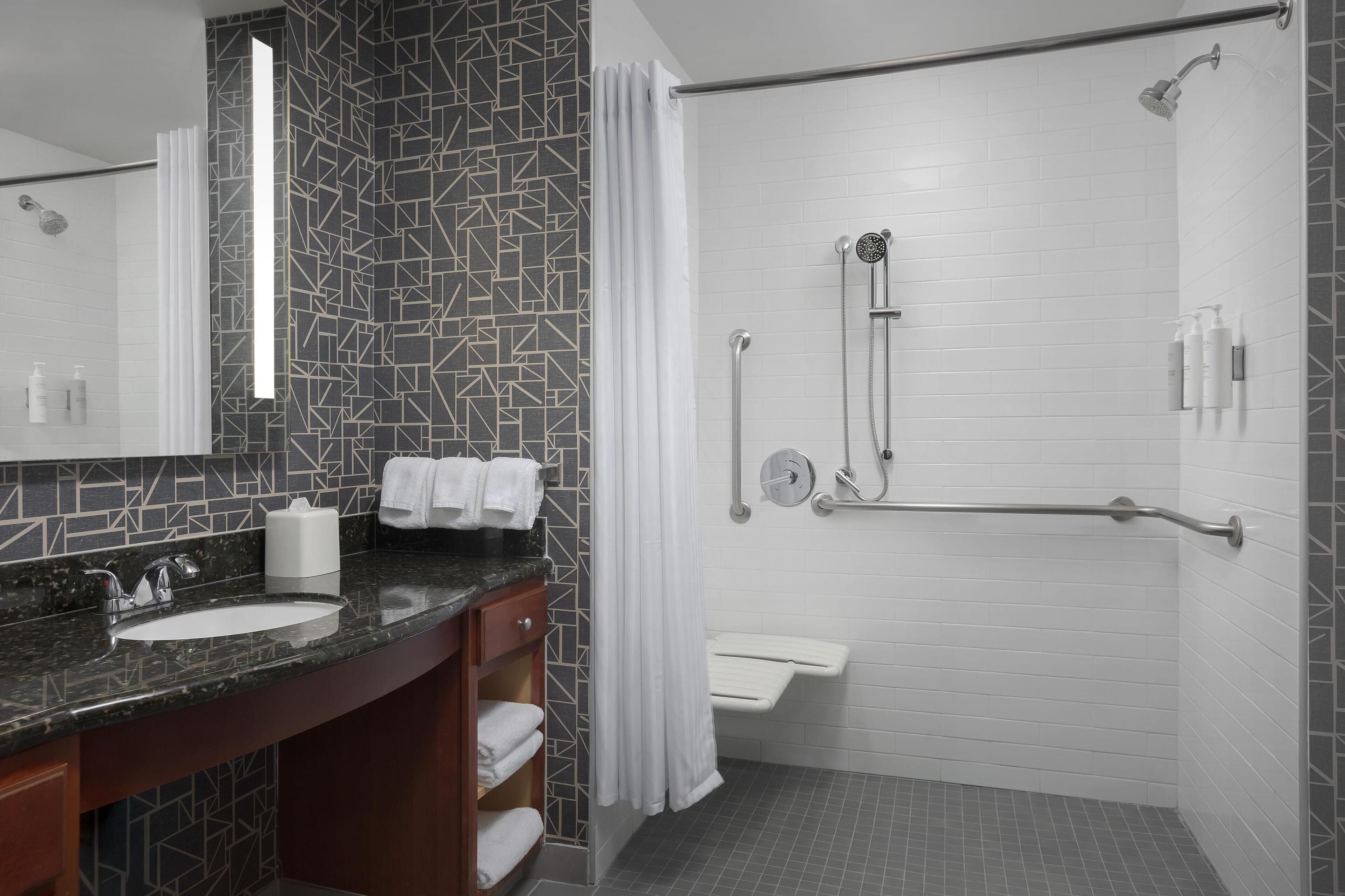 studio, 1 king bed, accessible | bathroom shower