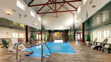 Indoor pool, outdoor pool, pool loungers