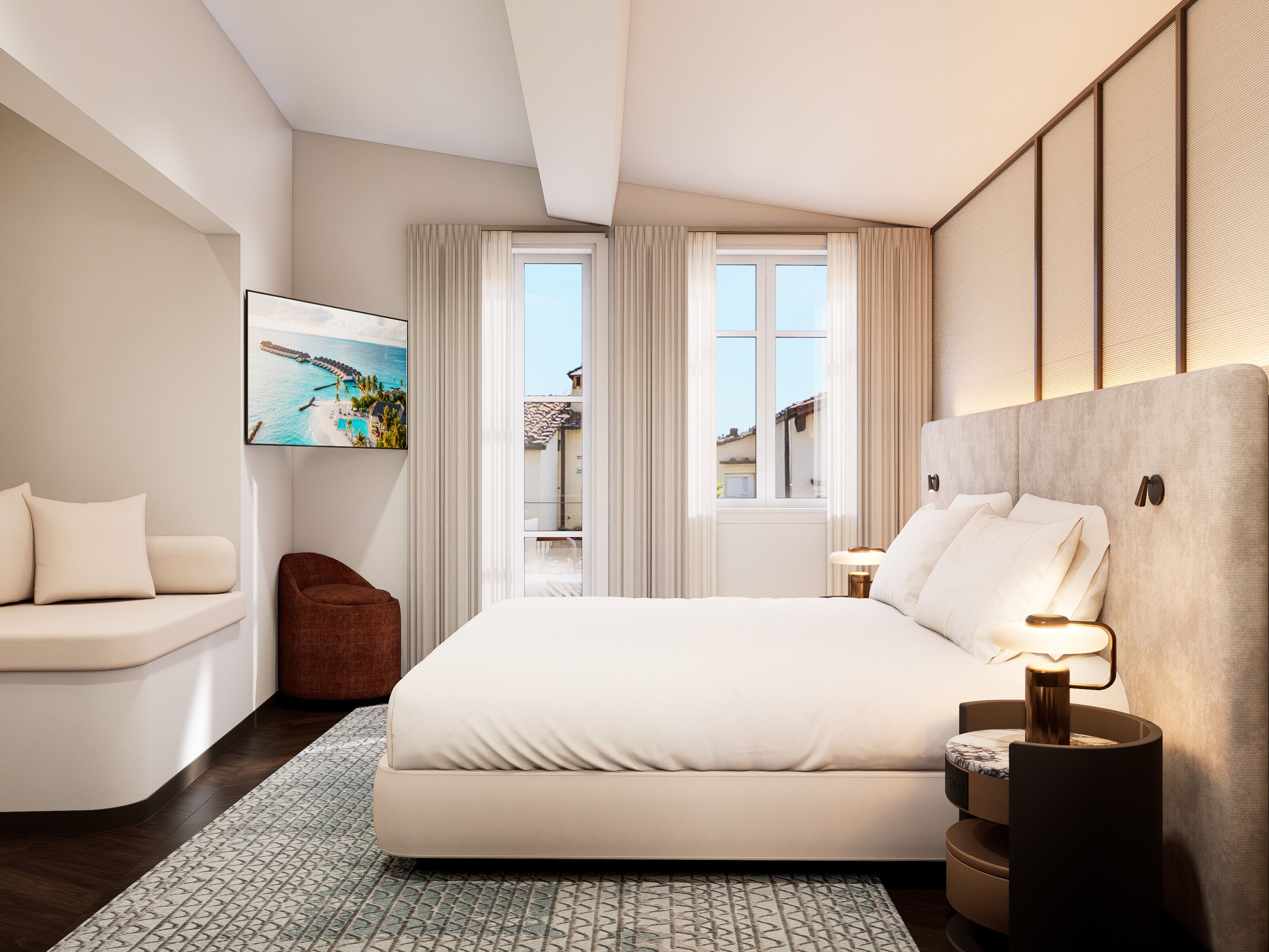 Suite junior, Terraza | Ropa de cama de alta calidad y minibar 