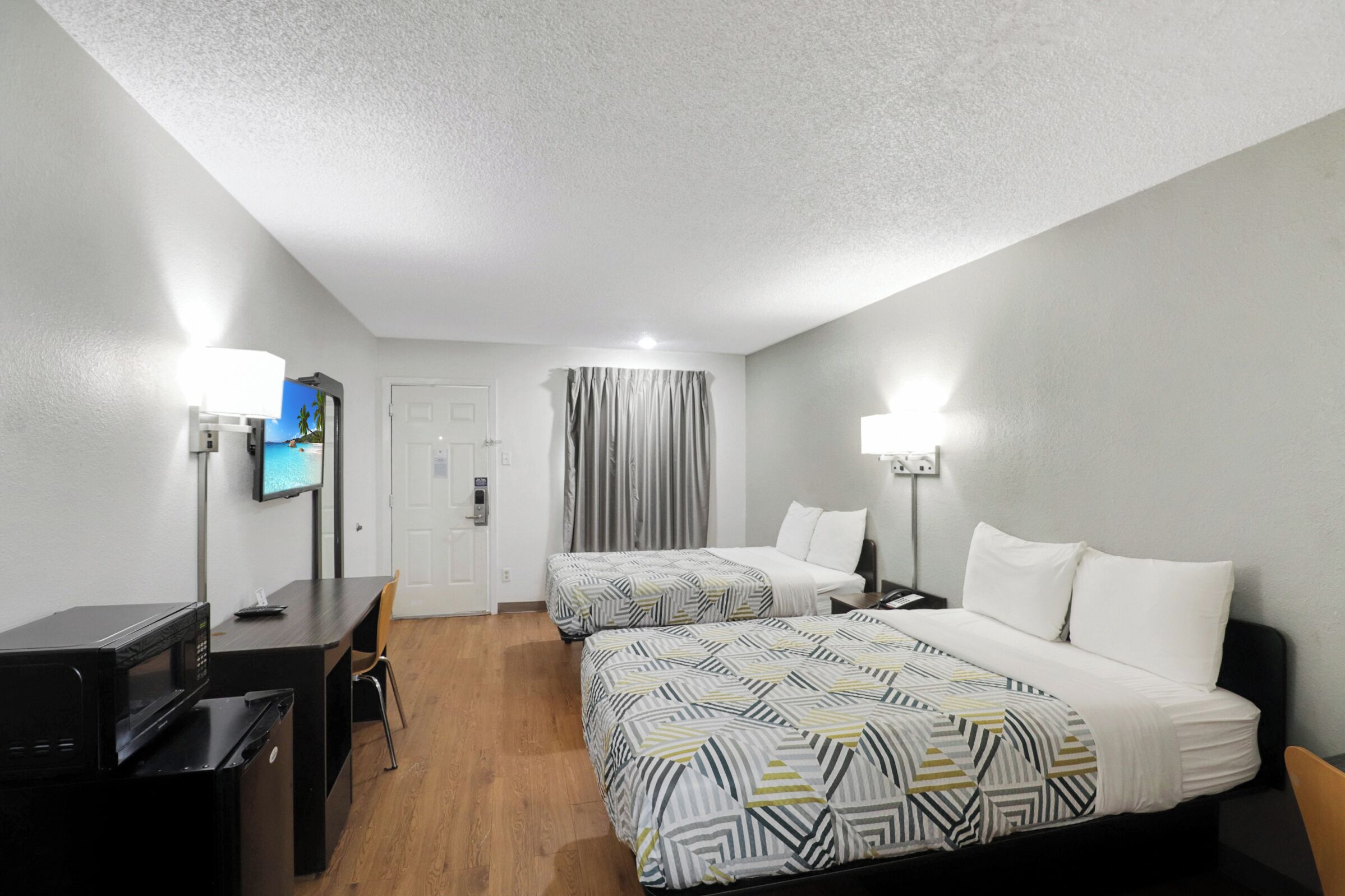 Desk, blackout drapes, iron/ironing board, free WiFi