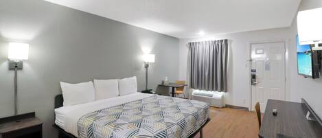 Desk, blackout curtains, iron/ironing board, free WiFi