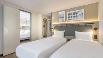 Premium bedding, desk, soundproofing, iron/ironing board