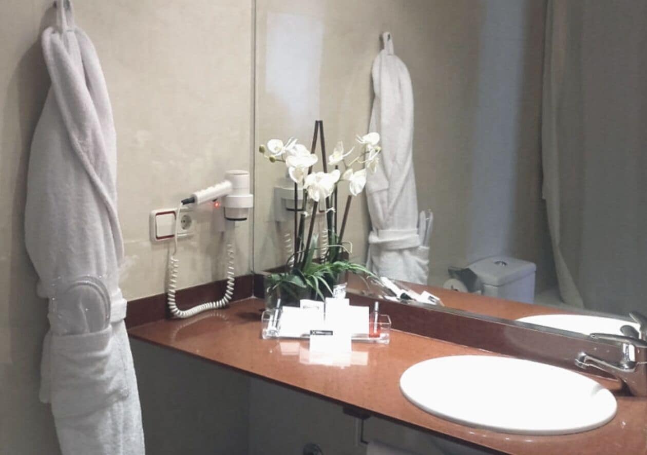 free toiletries, hair dryer, towels