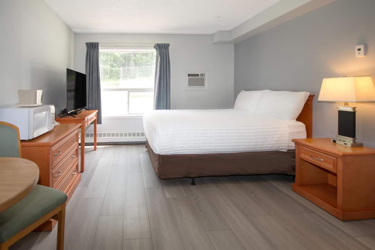 Kamer, 1 queensize bed, kitchenette | Een bureau, een strijkplank/strijkijzer, wifi, beddengoed
